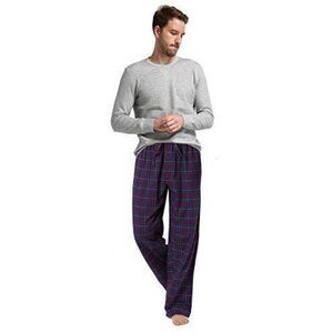 Men's Cotton Super Soft Flannel Maroon Green Plaid Pajama Pants & LS Top Size XL